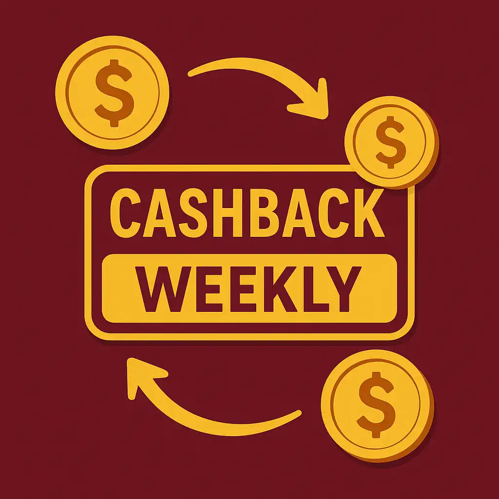 Coins flowing back representing the weekend cashback